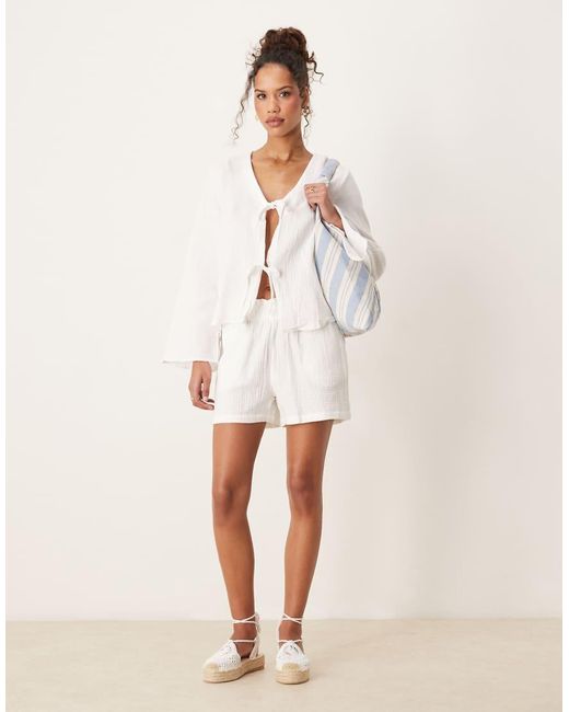 Jdy Natural Tie Front Cheesecloth Shirt Co-ord