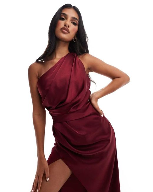 Jarlo Red One Shoulder Slit Maxi Dress