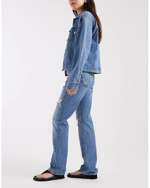 ASOS Blue Ripped 90s Straight