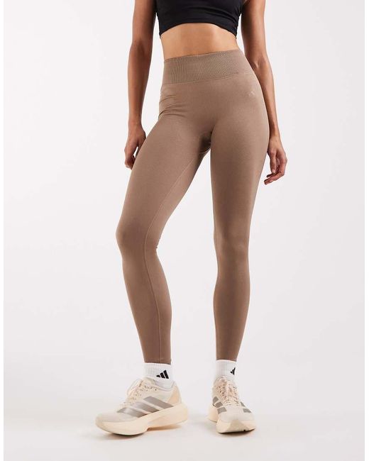 Adidas Originals Brown Workout Essentials Knit Scrunch 7/8 Leggings