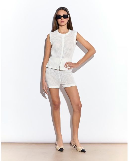 NARRATED White Button Front Knit Top
