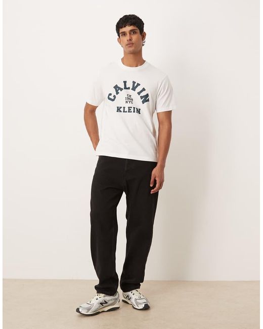 Calvin Klein White Collegiate Chest Graphic T-shirt for men
