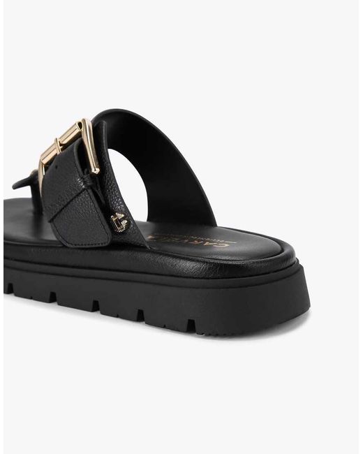 Carvela Kurt Geiger Black Pavilion T Bar Mule Flat Sandals