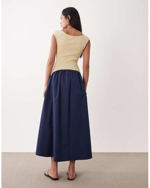 ASOS Blue Sleeveless Scoop Neck Hybrid Maxi Dress