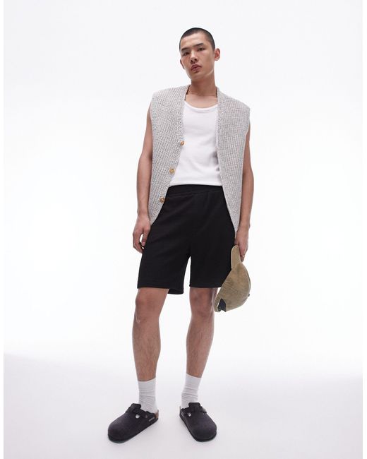 Topman White Oversized Fit Jersey Shorts With Crinkle Plisse Texture for men
