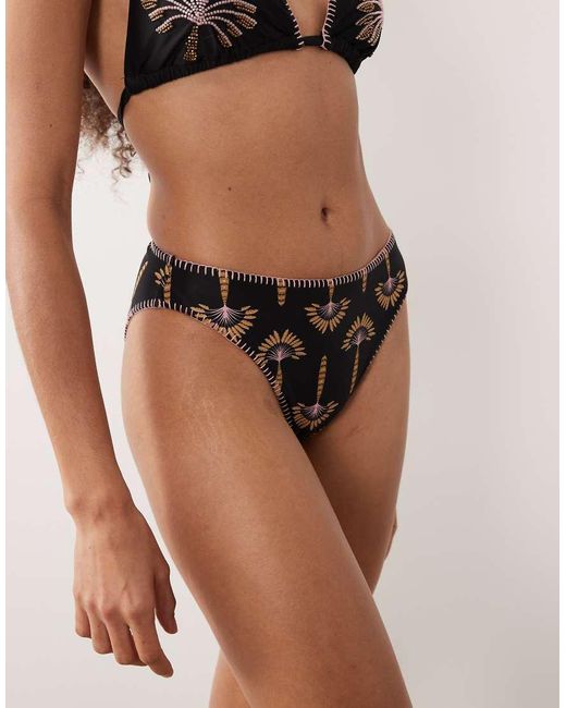 Never Fully Dressed Multicolor Embroidered High Leg Bikini Bottoms