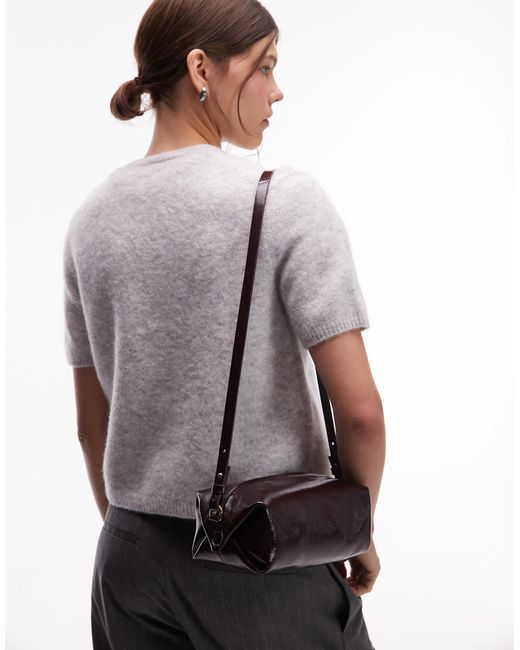 ARKET Gray Small Soft Leather Sqaure Cross Body Bag