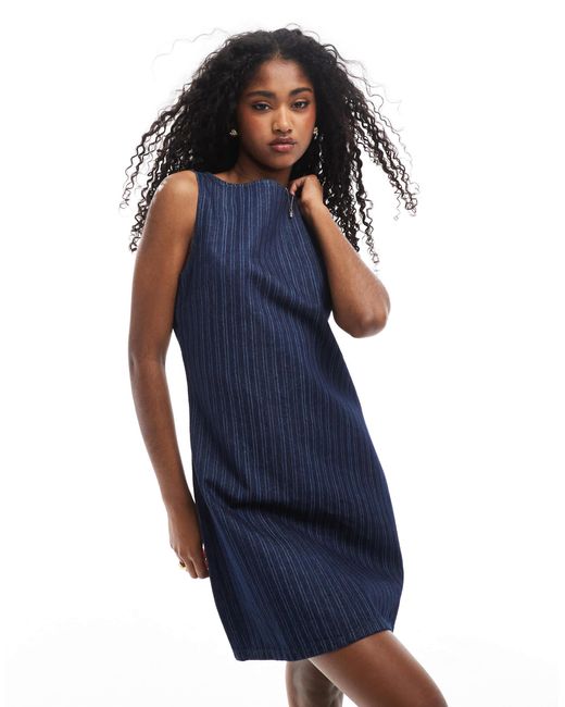 ASOS Blue – mini-etuikleid aus gestreiftem denim