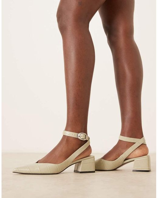 ASOS Natural Sienna Mid Block Heel Shoes