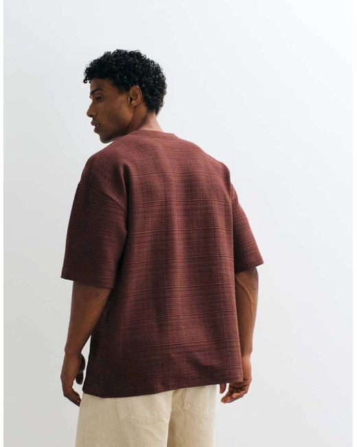 ASOS Brown Boxy Oversized T-Shirt With V Neck for men