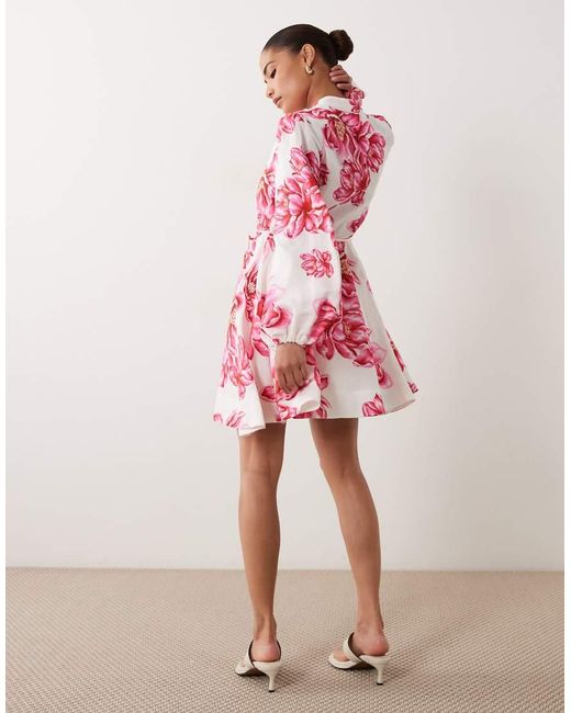 Forever New Pink Fluted Mini Dress