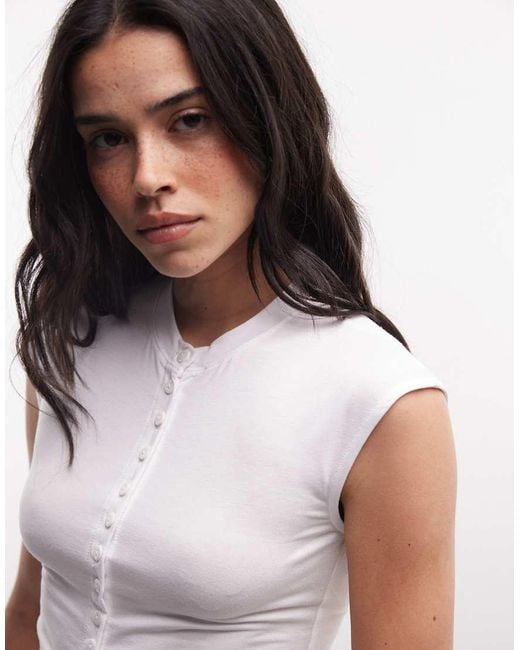 Weekday White Button Front Top