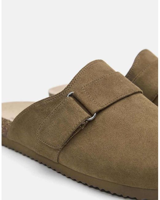 Pull&Bear Brown Buckle Clogs for men