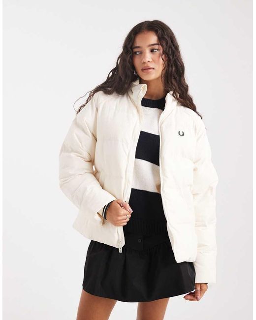 Fred Perry White Raglan Sleeve Padded Jacket