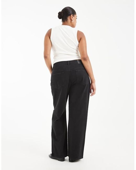 ASOS Black Asos Design Curve Straight Wide Leg Jeans