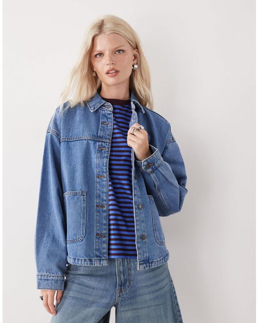 Noisy May Blue Boxy Fit Denim Jacket