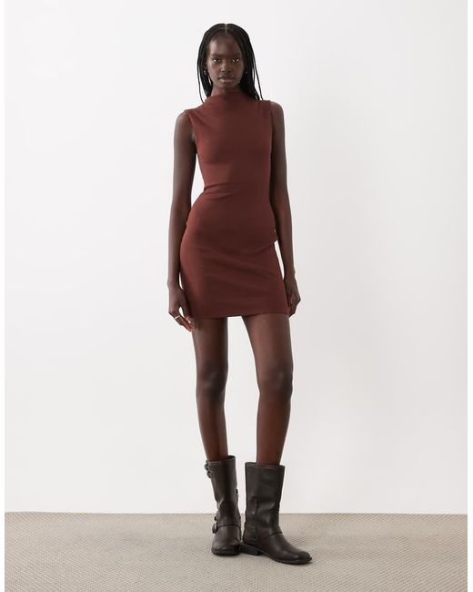 ASOS Purple Cotton Rib Mini Dress