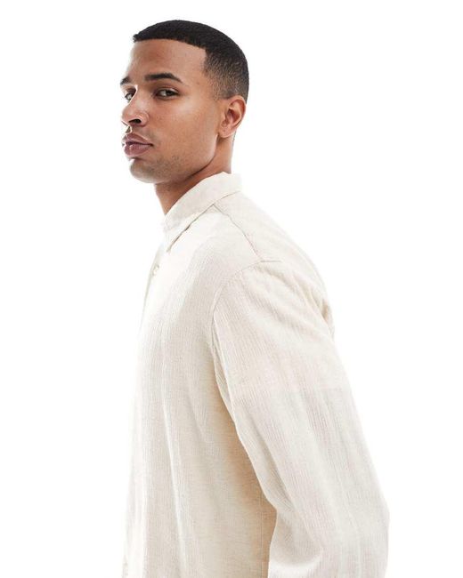 Sobrecamisa Beis Texturizada Con Bajo Recto De -Neutro Jack & Jones de hombre de color Natural