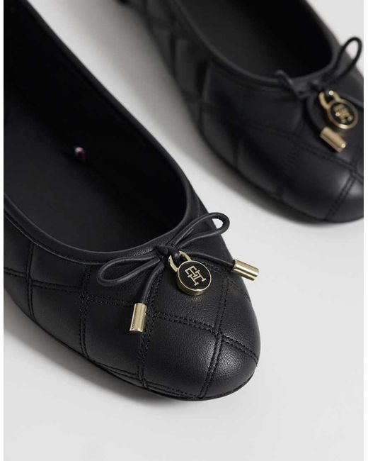 Tommy Hilfiger Black Quilted Ballet Pump