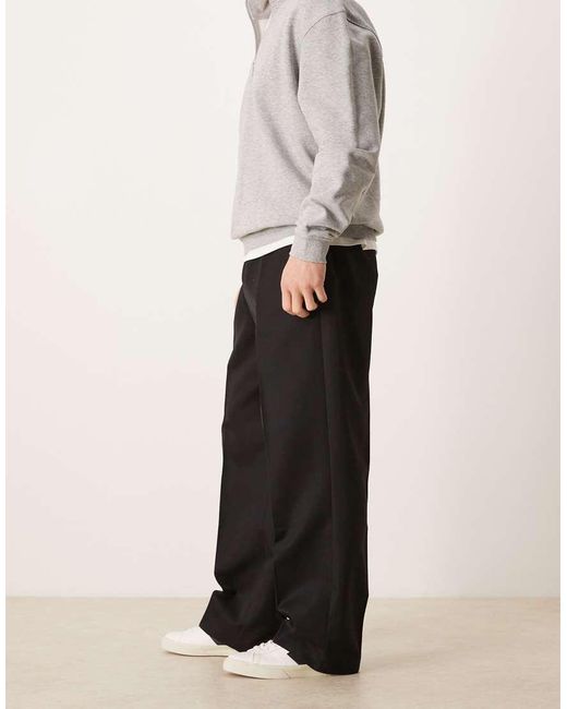 ASOS White Tailored Wide Leg Pants With Elastic Waist for men