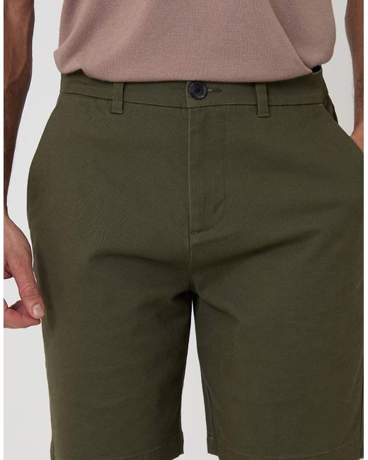 Threadbare Green Cotton 3 Pocket Stretch Chino Shorts for men