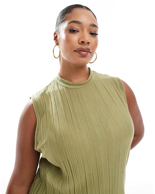 Vero Moda Green – ärmelloses plissiertes oberteil