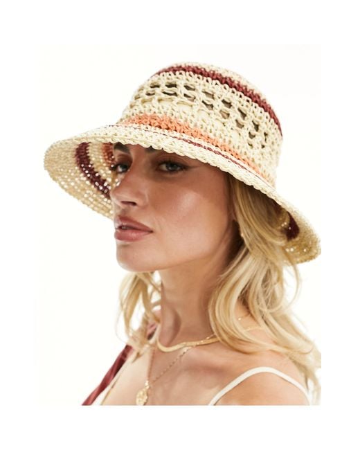 South Beach Natural Straw Bucket Hat