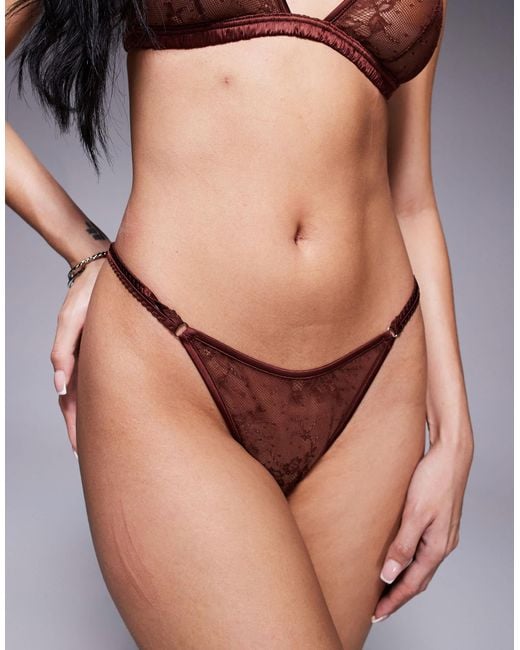 ASOS Blue Bruna Lace Brazilian Brief With Satin Binding