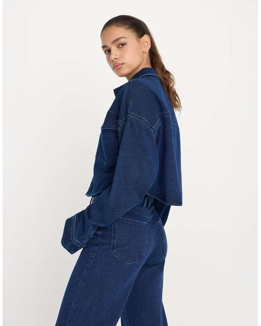 GOOD AMERICAN Blue Jeanius Cropped Jacket