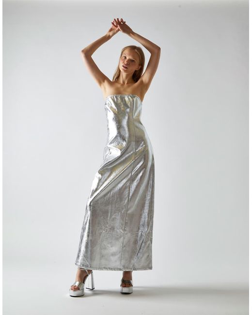 Glamorous White Bandeau Tailored Maxi Dress