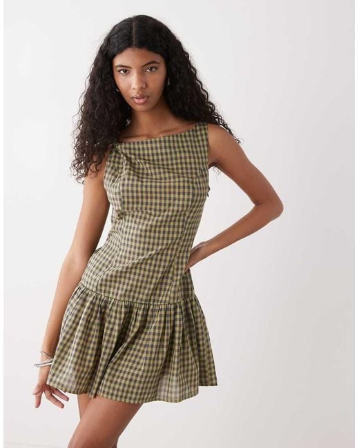 Collusion Natural High Neck Smock Mini Dress