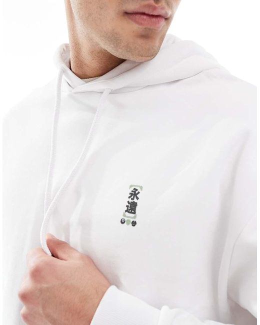 Sudadera Blanca Extragrande Con Capucha Y Estampado De Estilo Souvenir De ASOS de hombre de color White