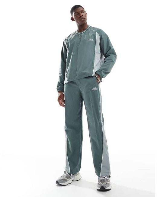 Bershka Blue Retro Sport Panelled Co-Ord Jogger for men