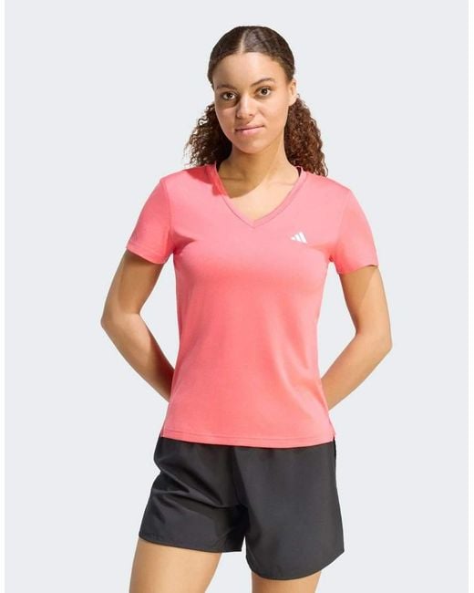 Adidas Originals Red Workout Essentials V-Neck T-Shirt