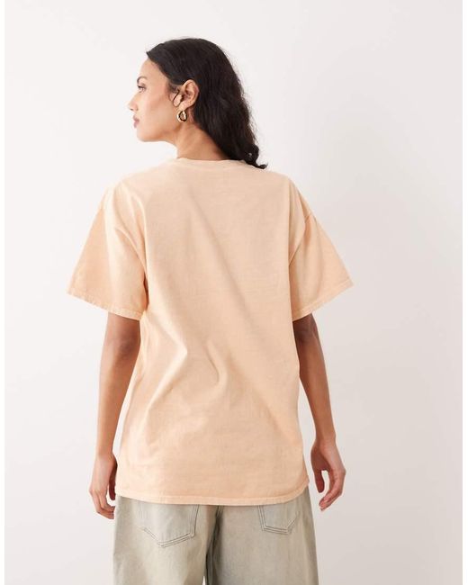 Miss Selfridge Natural Oversized T-shirt With Beach Bali Print