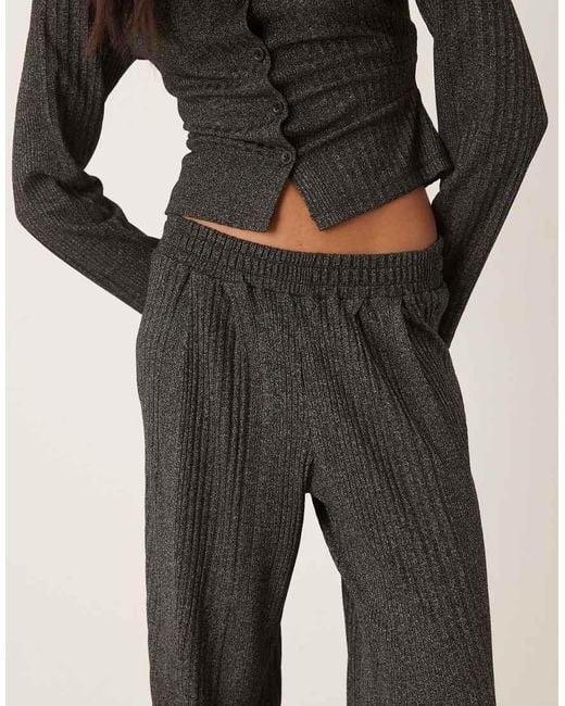 ASOS Geribbelde Broek Met Wijde Pijpen in het Natural