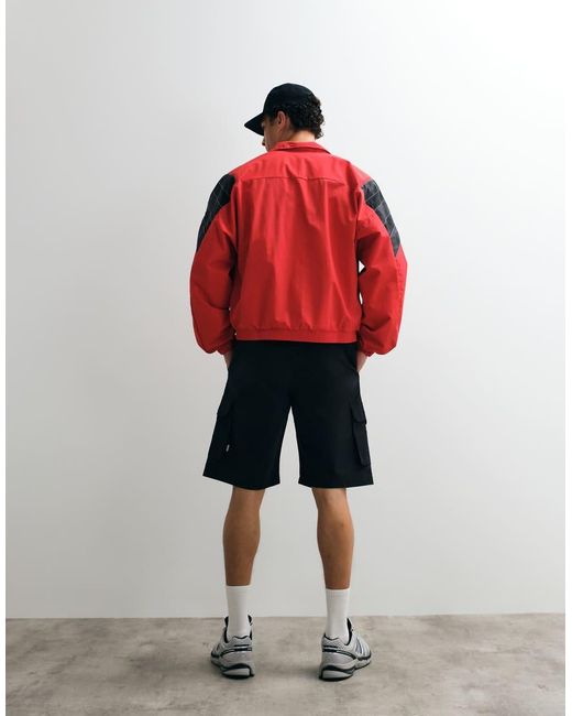 Jack & Jones Red Loose Fit Drawstring Cargo Shorts for men