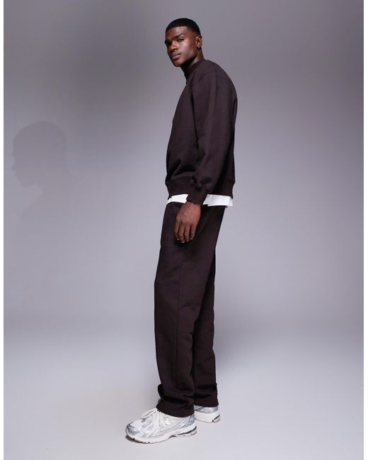 ASOS Brown Premium Heavyweight Straight Leg joggers for men