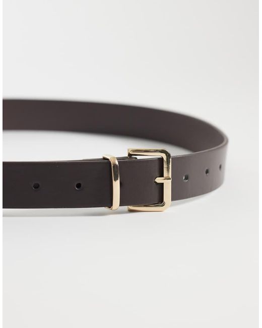 JJXX Gray Leather Mix Square Buckle Belt