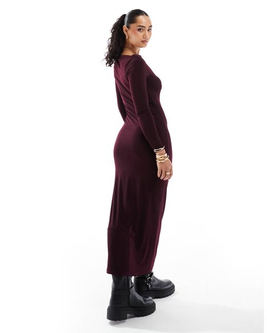Miss Selfridge Red Long Sleeve Jersey Maxi Dress