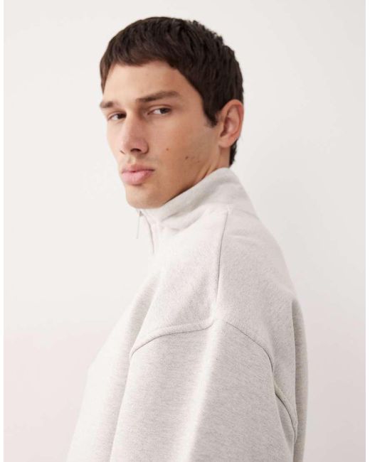 ASOS COLLECTIVE Gray Oversized Heavyweight Quarter Zip Funnel Sweatshirt for men