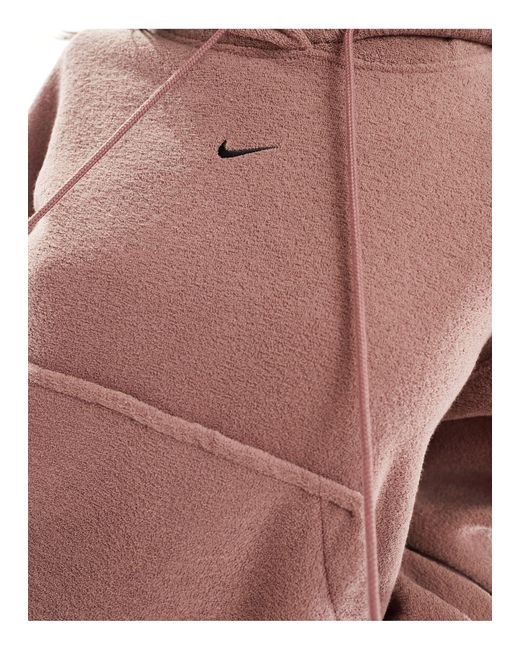 Nike Brown Unisex Mini Swoosh Oversized Plush Fleece Hoodie