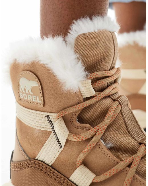 Sorel Brown Ona Rmx Glacy Plus Wp Waterproof Fleece Lined Suede Snow Boots