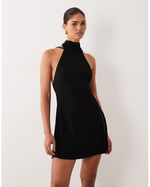 ASOS Black Backless Flippy Mini Dress With Scarf Detail