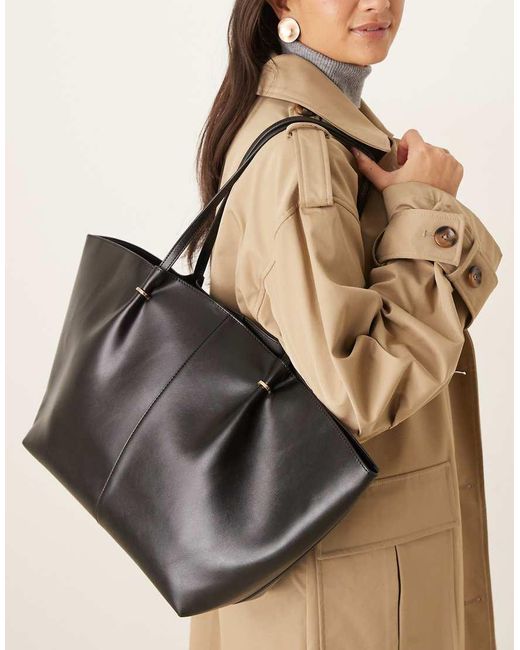 Mango Brown Tote Bag With Gold Accents