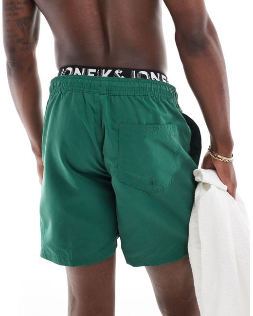 Pantaloncini da bagno verdi con doppio elastico di Jack & Jones in Green da Uomo