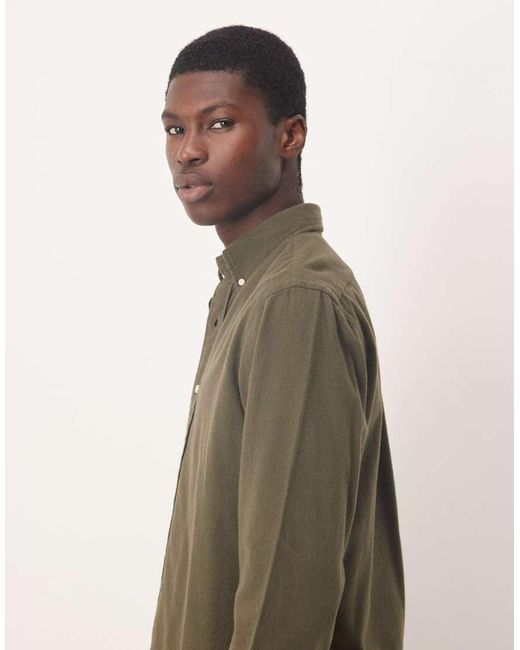 Polo Ralph Lauren Green Icon Logo Custom Fit Brushed Flannel Shirt for men
