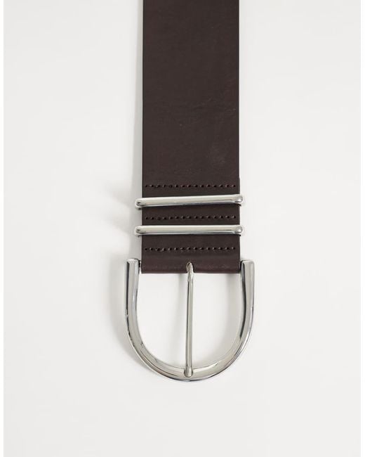 Mango Brown 100% Leather Belt With Silver Buckle