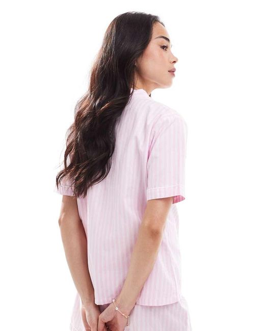 New Look Pink Stripe Shorts And Shirt Pyjama Set