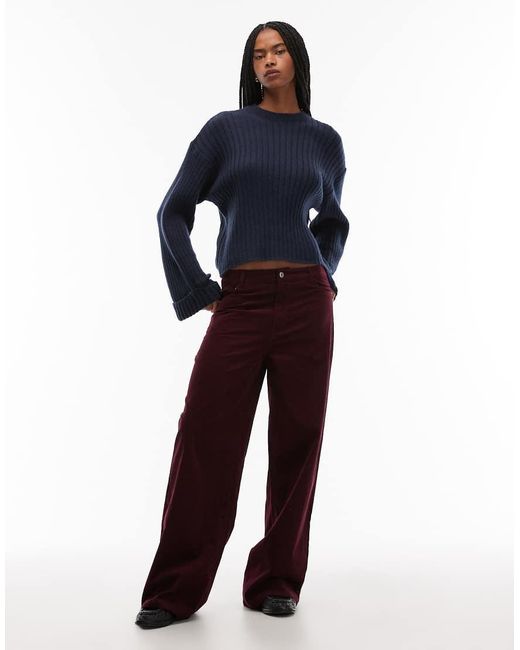 ASOS Blue Knitted Jumper With Turn Up Cuff